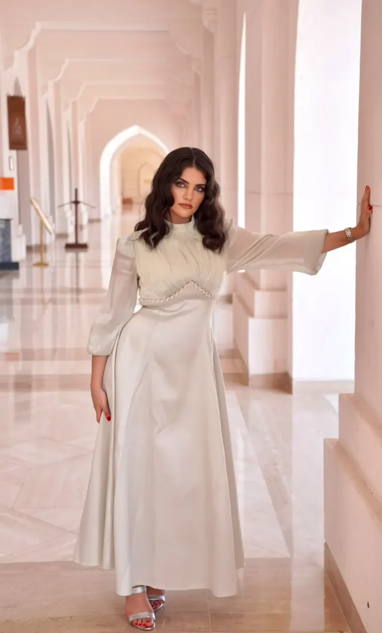 Ivory dress in corridor — MICC International photography